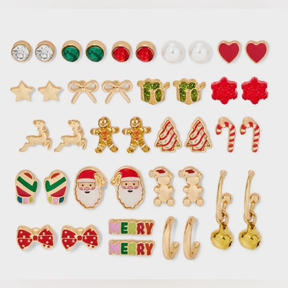 Target Cat & Jack Nickel Free Christmas Holiday Festive Earrings 20 Pairs New
